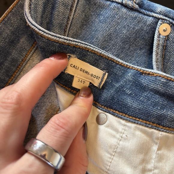 Madewell Cali Demi Boot Jeans 34 Tall Blue Denim High Rise Raw Hem 27.5" - Picture 5 of 9